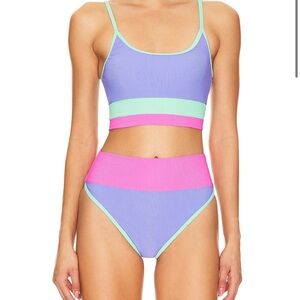 Beach Riot Eva Bikini Top and Emmy bikini bottoms in Colorblock